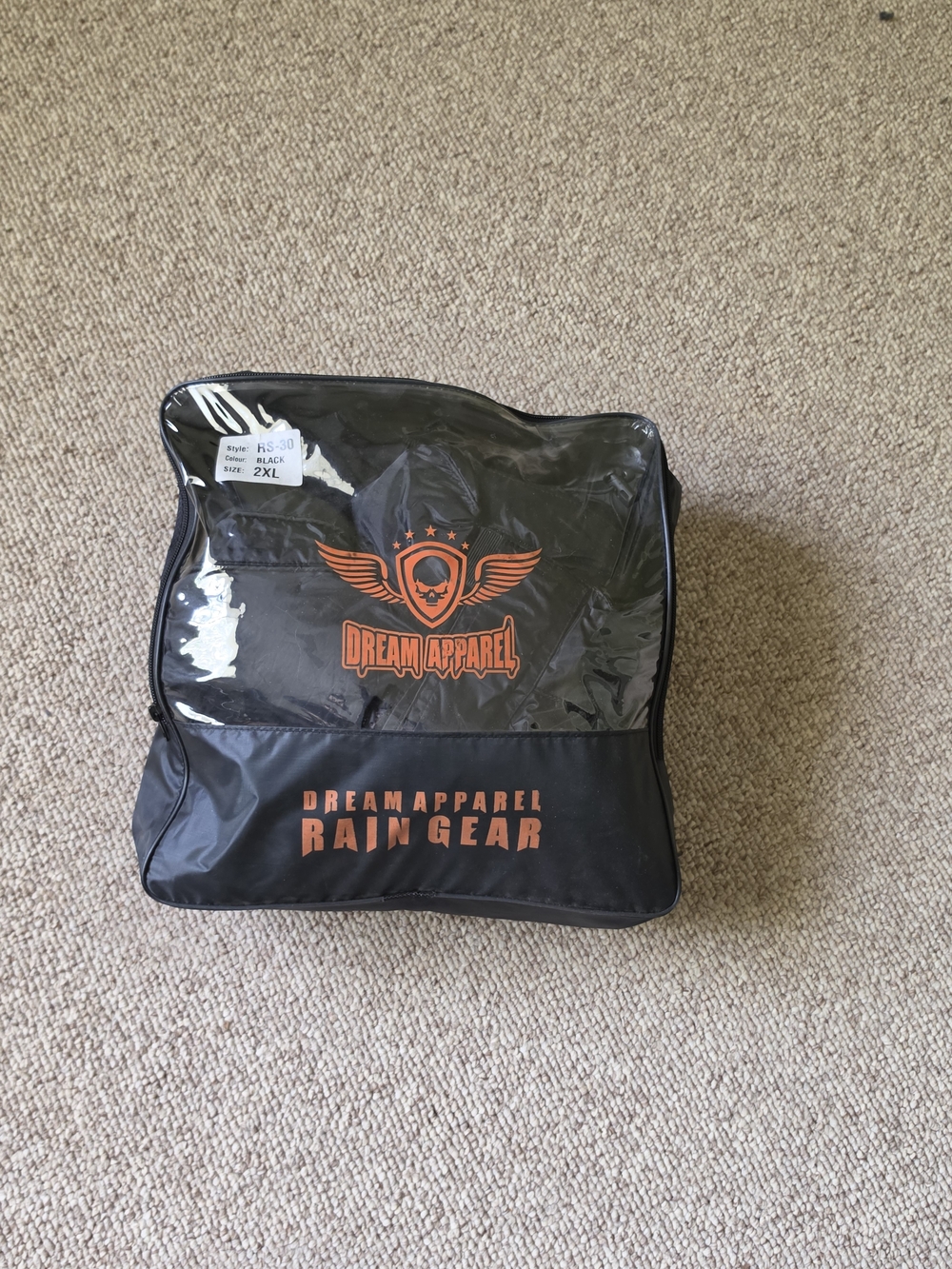 Black and Orange Rain Gear Travel Bag